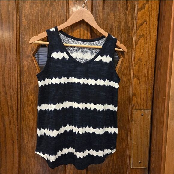 Eddie Bauer Striped Tie Dyed V Neck Tank Top Cotton XSMALL  NWOT - Picture 1 of 9